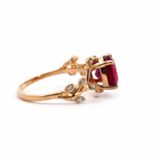 Madagascar Ruby Round 2.19 Carat Ring In 14K Yellow Gold With Diamond Accent.