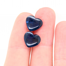 AIG Certified Madagascar Blue Sapphire Buff Top Heart Shape 10.2x9mm Matching Pair 7.47 Carat*