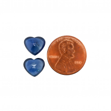 AIG Certified Madagascar Blue Sapphire Buff Top Heart Shape 10.2x9mm Matching Pair 7.47 Carat*