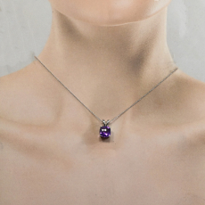 Amethyst Cushion Shape 1.53 Carat Pendant in White Gold(Chain Not Included)