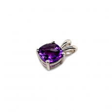 Amethyst Cushion Shape 1.53 Carat Pendant in White Gold(Chain Not Included)