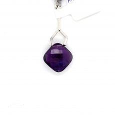 Amethyst Drops Cushion Shape 16x16mm Drilled Bead Single Pendant Piece