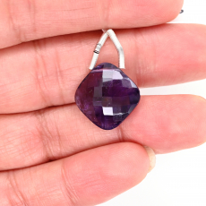 Amethyst Drops Cushion Shape 16x16mm Drilled Bead Single Pendant Piece