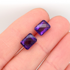 Amethyst Emerald Cut 8x6mm Matching Pair Approximately 3 Carat