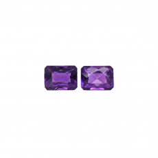 Amethyst Emerald Cut 8x6mm Matching Pair Approximately 3 Carat