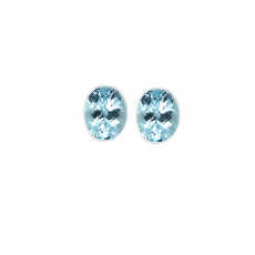 Aquamarine Oval 9 x7mm Matching Pair Approximately 3.45Carat Carat