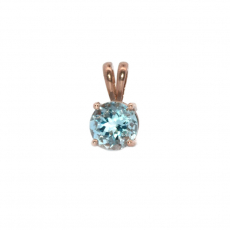 Aquamarine Round 0.90 Carat Pendant in 14K Rose Gold