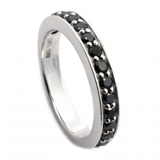 Black Diamond 0.52 Carat Stackable Ring Band in 14K White Gold