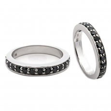 Black Diamond 0.52 Carat Stackable Ring Band in 14K White Gold