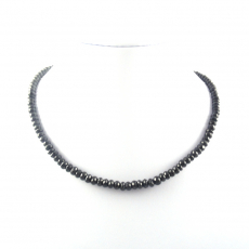 Black Spinel Beads Rondelle 5mm to 6mm Ready to Wear Necklace