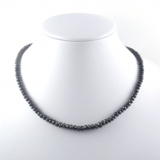 Black Spinel Beads Rondelle 5mm to 6mm Ready to Wear Necklace