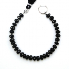 Black Spinel Roundelle 9mm To 7mm Accent Beads 6 Inch