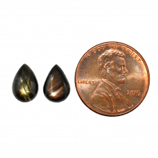 Black Star Sapphire Cab Pear Shape 10x7mm Matching Pair Approximately 5 Carat