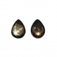 Black Star Sapphire Cab Pear Shape 11x8mm Matching Pair Approximately 5 Carat