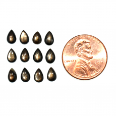 Black Star Sapphire Cab Pear Shape 6x4mm Approximately 5 Carat