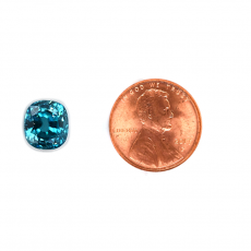 Blue Zircon Cushion 6.3x5.7mm Single Piece Approximately 1.97 Carat