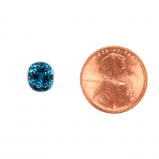 Blue Zircon Oval 5.6x4.9 Single Piece Approximately1.63