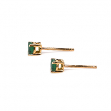 Brazilian Emerald Round 0.32 Carat Stud Earrings in 14K Yellow Gold