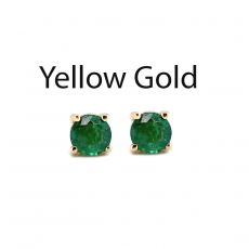 Brazilian Emerald Round 0.32 Carat Stud Earrings in 14K Yellow Gold