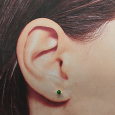 Brazilian Emerald Round 0.32 Carat Stud Earrings in 14K Yellow Gold