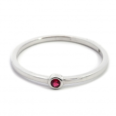 Burmese Ruby 0.04 Carat Stackable Wedding Ring Band in 14K White Gold