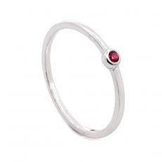 Burmese Ruby 0.04 Carat Stackable Wedding Ring Band in 14K White Gold