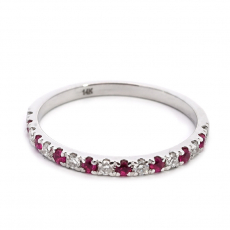 Burmese Ruby 0.16 Carat Stackable Ring Band in 14K White Gold with Diamonds