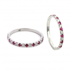 Burmese Ruby 0.16 Carat Stackable Ring Band in 14K White Gold with Diamonds