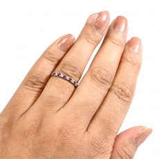 Burmese Ruby 0.16 Carat Stackable Ring Band in 14K White Gold with Diamonds