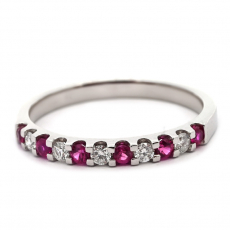 Burmese Ruby 0.21 Carat Stackable Ring Band in 14K White Gold with Diamonds