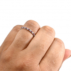 Burmese Ruby 0.21 Carat Stackable Ring Band in 14K White Gold with Diamonds