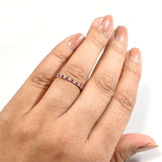 Burmese Ruby 0.22 Carat Stackable Ring Band in 14K Rose Gold with Diamonds