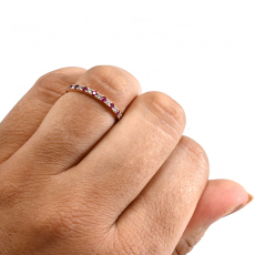 Burmese Ruby 0.22 Carat Stackable Ring Band in 14K Rose Gold with Diamonds