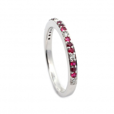 Burmese Ruby 0.22 Carat Stackable Ring Band in 14K White Gold with Diamonds