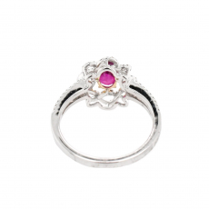 Burmese Ruby Oval 0.96 Carat in 14K Dual Tone (White/Yellow) Gold With Diamond Accents