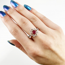 Burmese Ruby Oval 0.96 Carat in 14K Dual Tone (White/Yellow) Gold With Diamond Accents