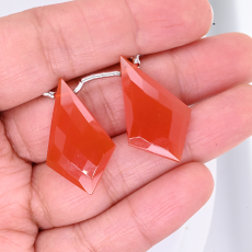 Carnelian Drop Shield Shape 29x18mm Drilled Bead Matching Pair