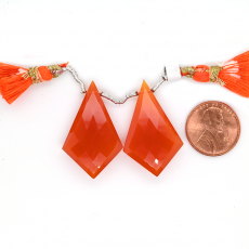 Carnelian Drop Shield Shape 34x19mm Matching Pair