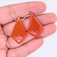 Carnelian Drop Shield Shape 34x19mm Matching Pair