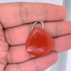 Carnelian Drops Heart Shape 25x25mm Drilled Bead Single {iece