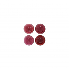 Carved Faces Red Garnet Cabs Round 9mm Approximately 10 Carat