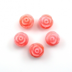 Carved Pink Coral Flower 8mm Drilled bead