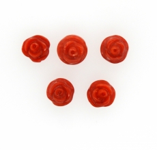 Carved Red Coral Flower 8mm Drilled bead