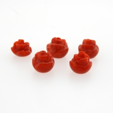 Carved Red Coral Flower 8mm Drilled bead