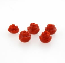 Carved Red Coral Flower 8mm Drilled bead