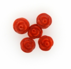 Carved Red Coral Flower 8mm Drilled bead