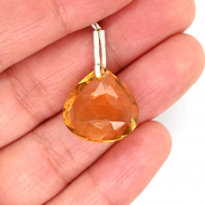 Citrine Drop Heart Shape 18x18mm Drilled Bead Single Pendant Piece