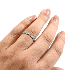 Colombian Emerald 0.06 Carat Stackable Ring Band in 14K White Gold with Diamonds