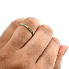 Colombian Emerald 0.07 Carat Stackable Wedding Ring Band in 14K Yellow Gold with Diamonds