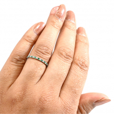 Colombian Emerald 0.17 Carat Stackable Ring Band in 14K White Gold with Diamonds